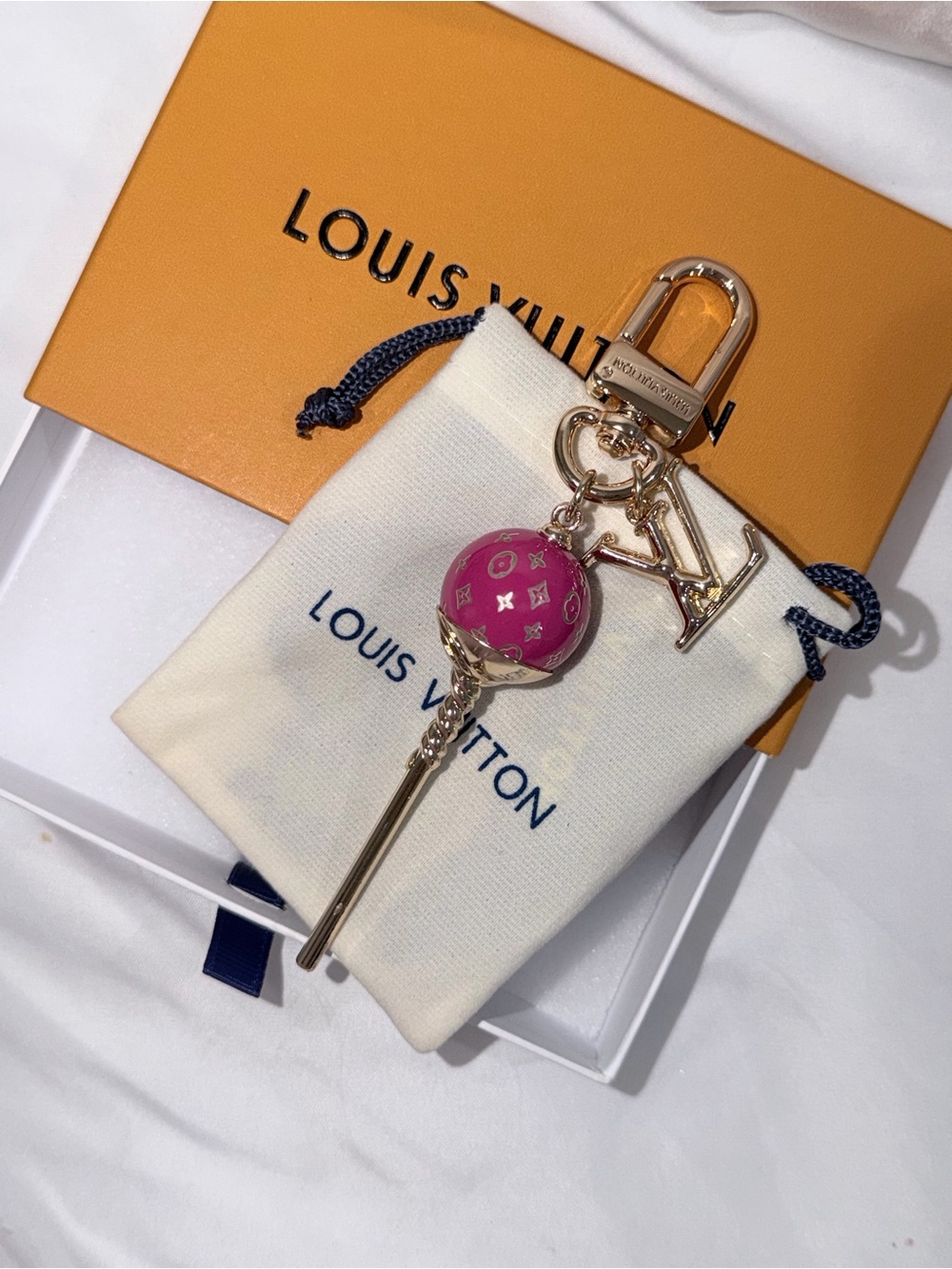 Red & Gold Monogram Lollipop Key Charm